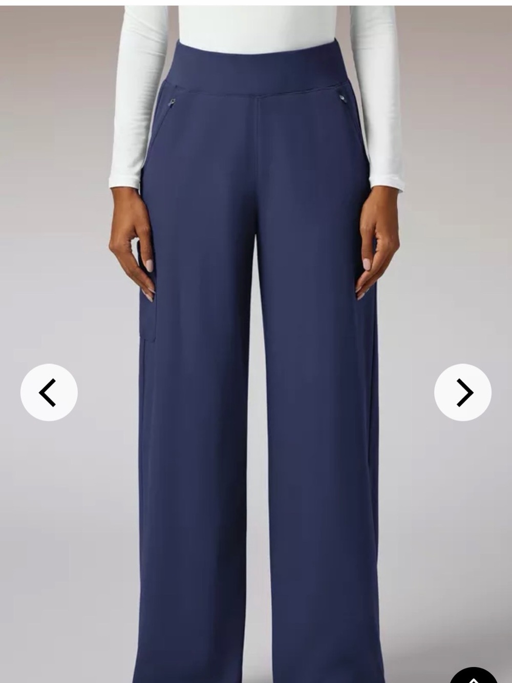 High-Rise Wide-Leg Navy Pull-On Scrub Pants